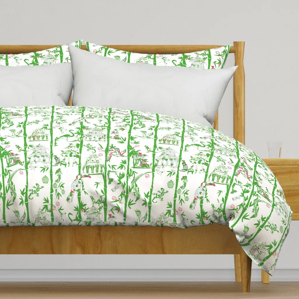 Palm Beach Garden Chinoiserie Duvet Cover - Green product