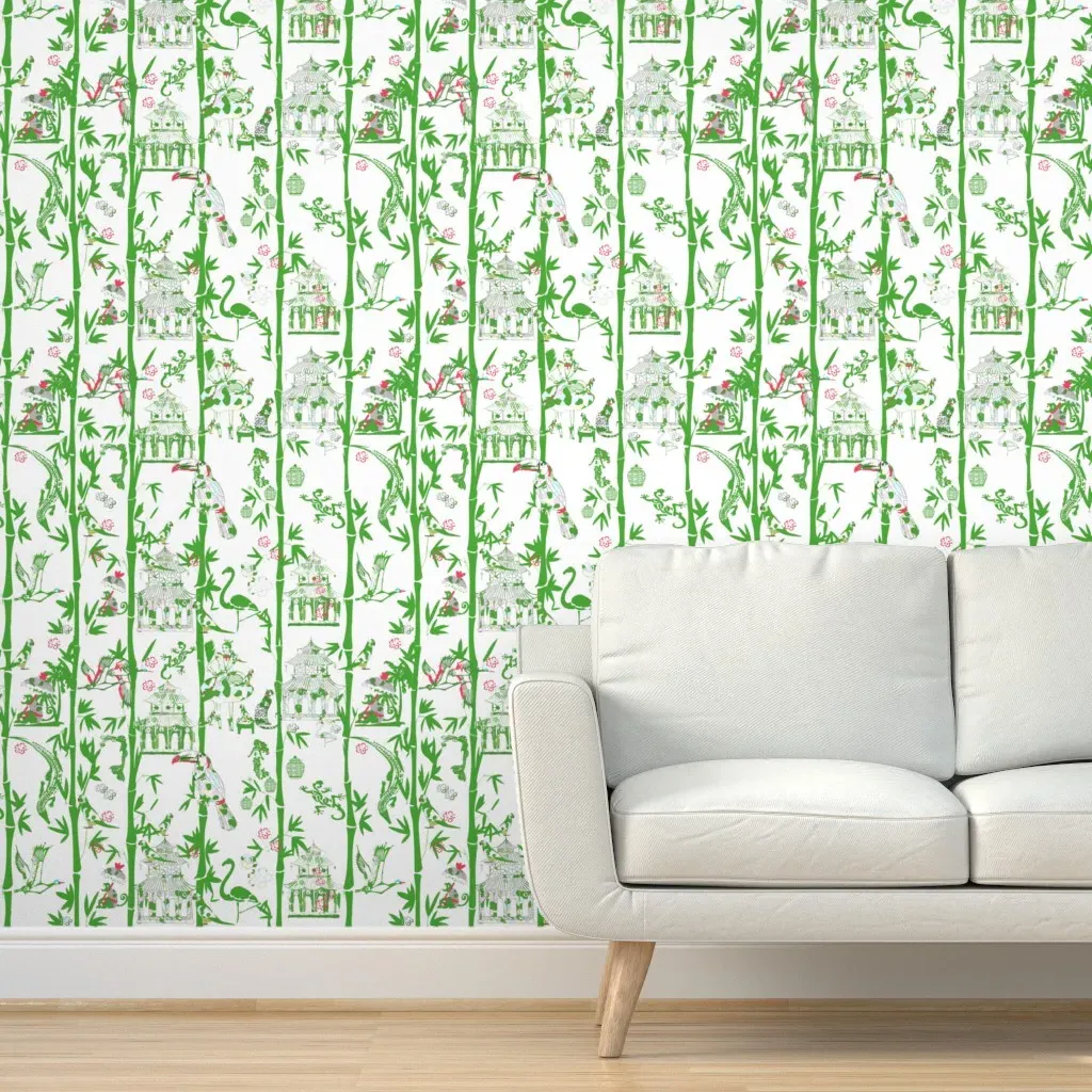 Palm Beach Garden Chinoiserie Peel and Stick Wallpaper - Green product