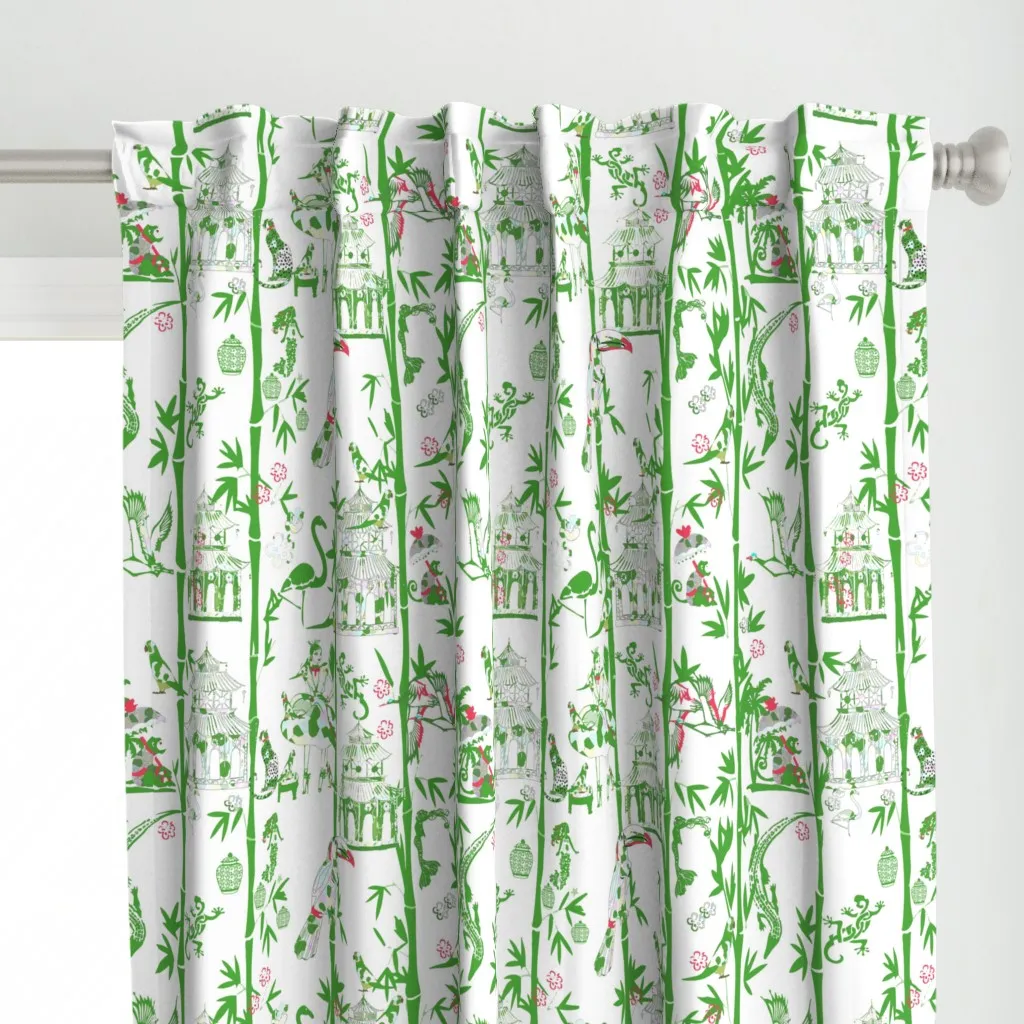 Palm Beach Garden Curtain Panel - Green alternate view