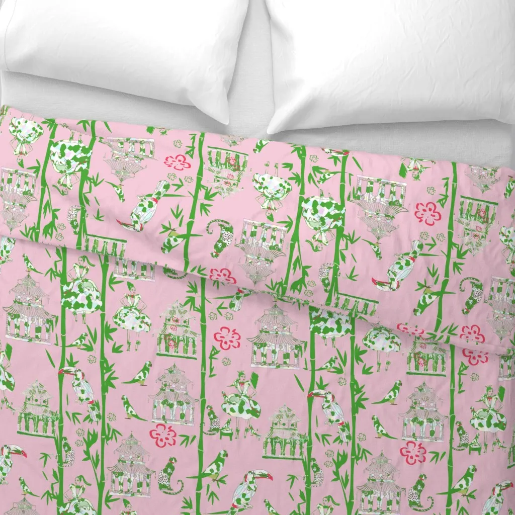 Palm Beach Garden Party Duvet Cover - Green alternate view