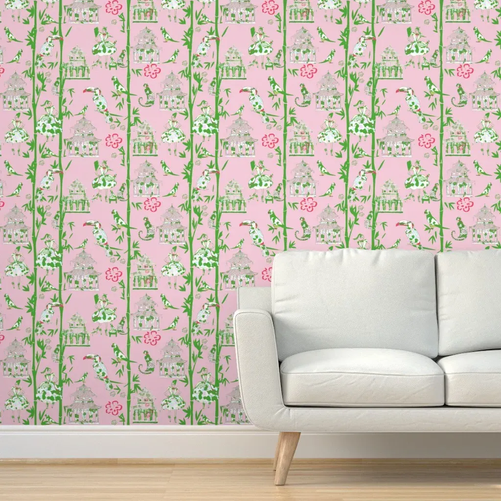 Palm Beach Garden Party Peel and Stick Wallpaper - Green product
