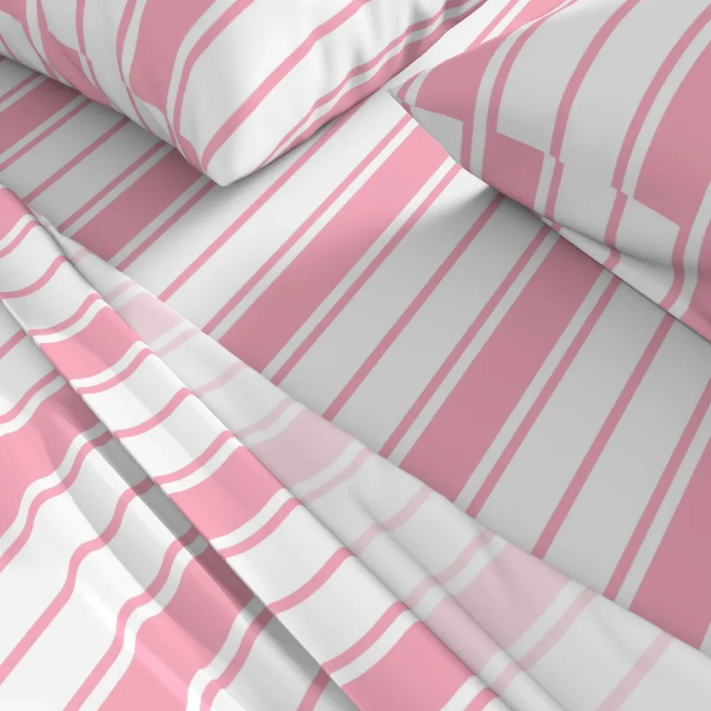 Palm Beach Queen Sheet Set - Pink, White Stripe alternate view