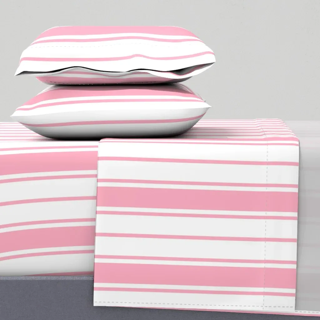 Palm Beach Queen Sheet Set - Pink, White Stripe product