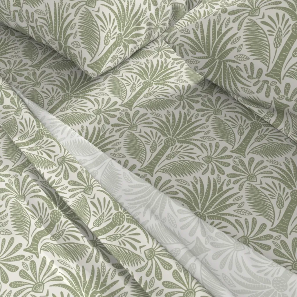 Palm Damask King Size Sheet Set - Sage Green alternate view