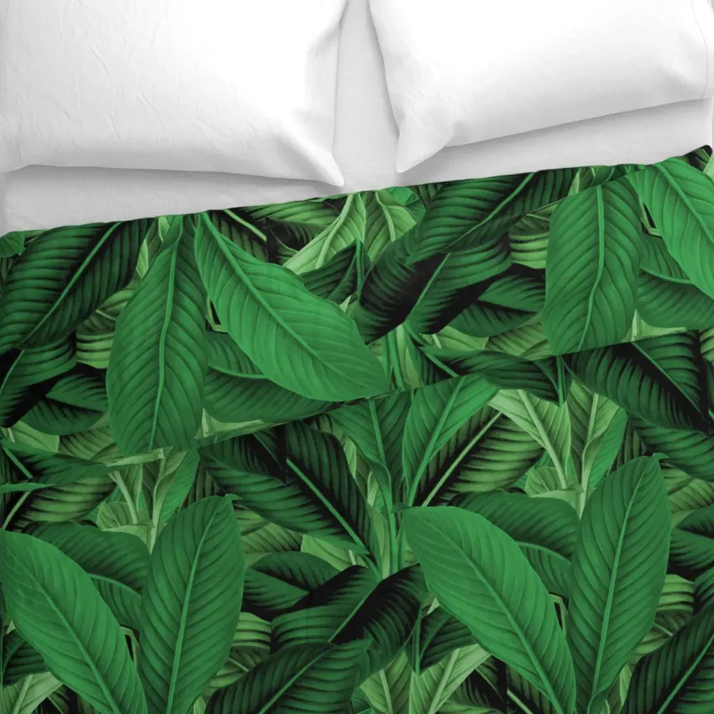 Palm In Palm Jungle Duvet Cover - Dark Green alternate view
