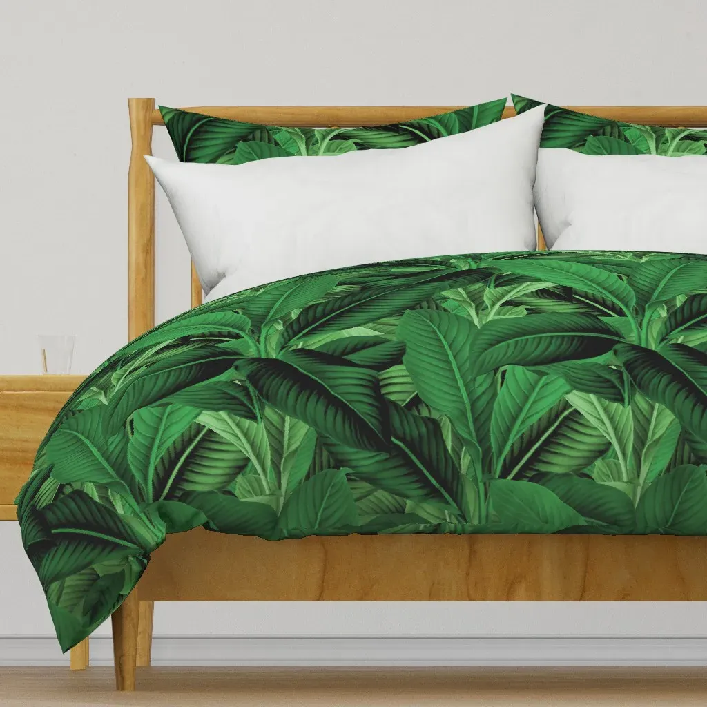 Palm In Palm Jungle Duvet Cover - Dark Green product