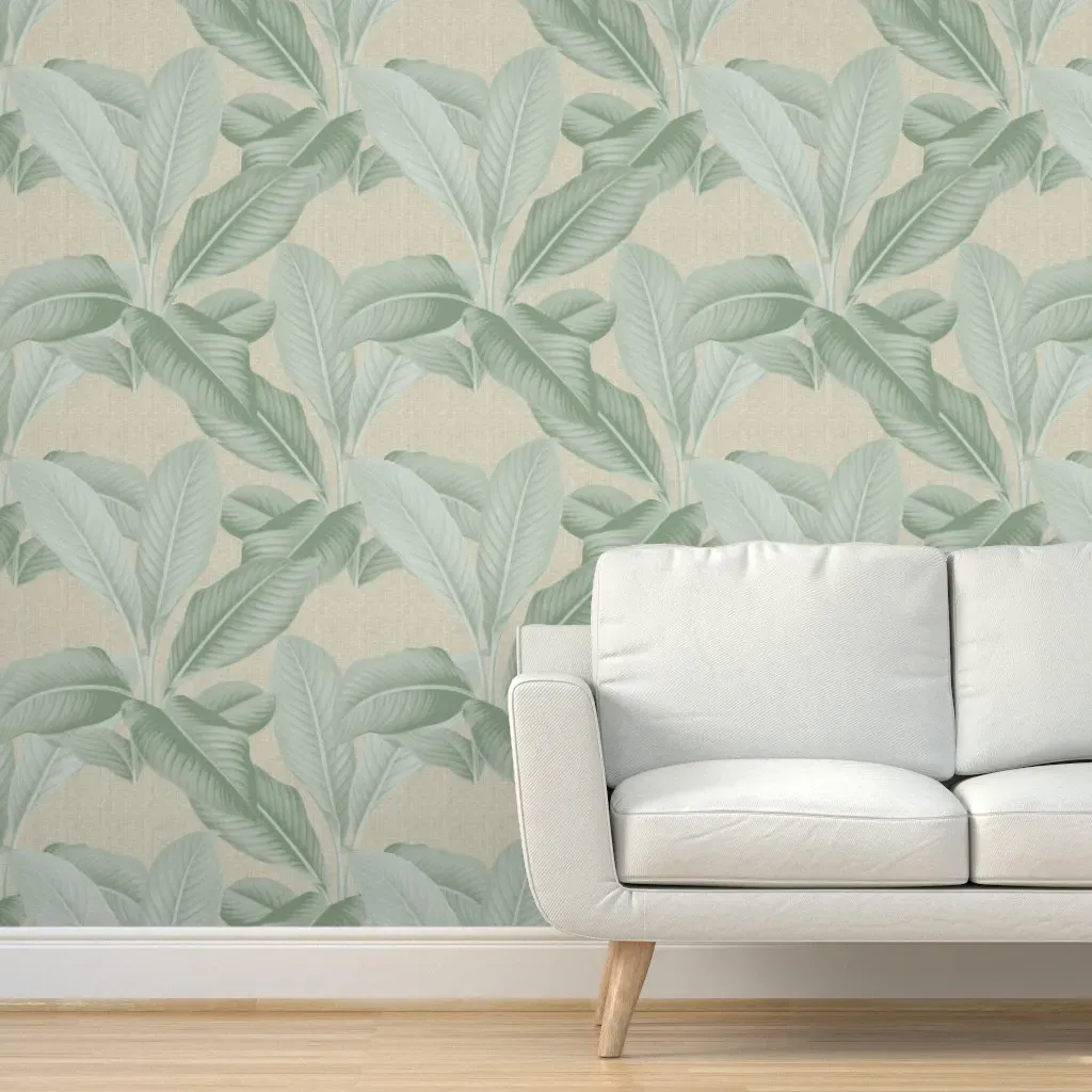 Palm In Palm Sage Peel and Stick Wallpaper - Beige, Linen product