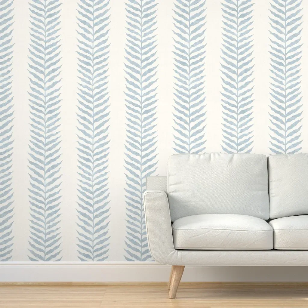 Palm Leaf Garland Stripe Peel and Stick Wallpaper - Light Blue product