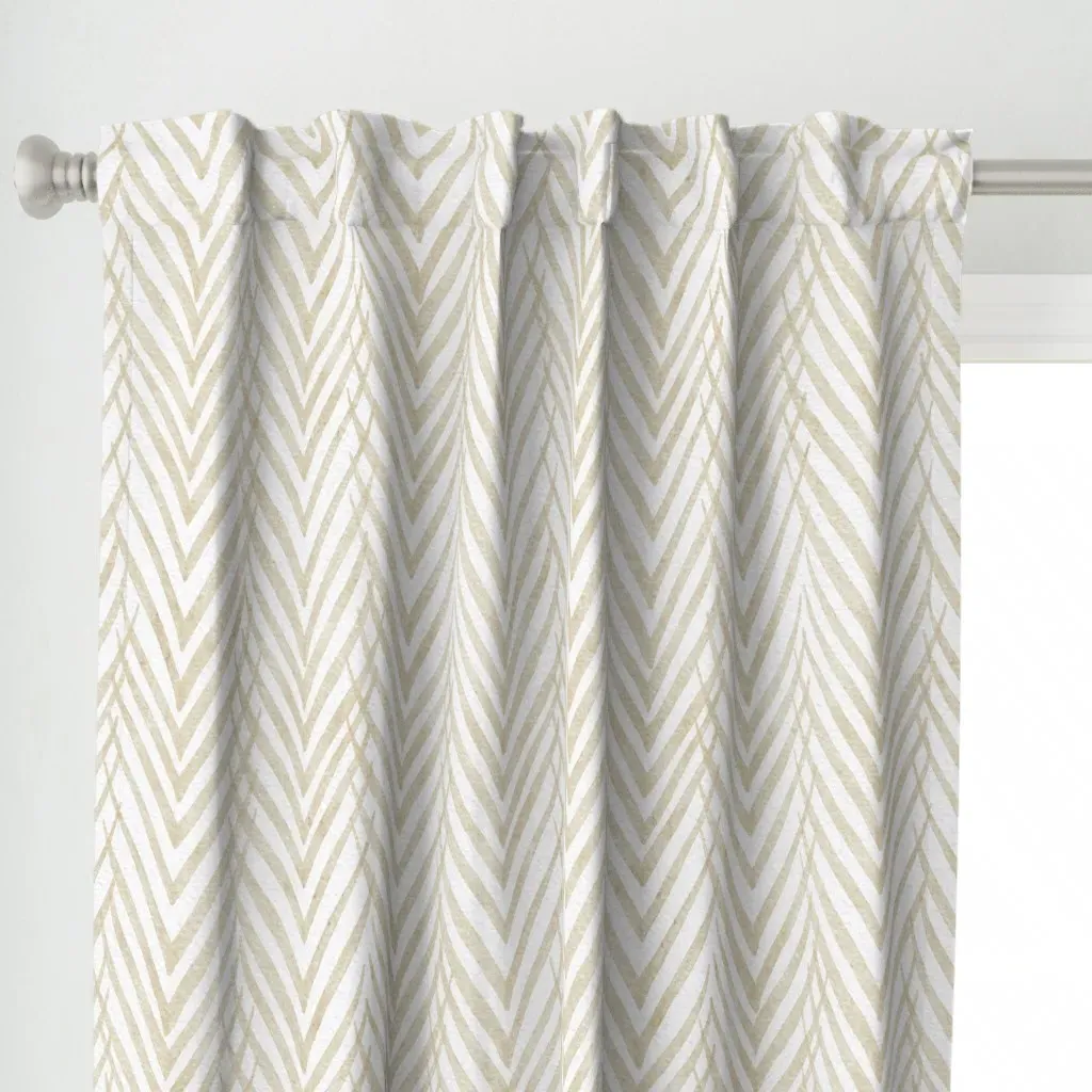 Palm Leaf Stripe Vi Curtain Panel - Beige alternate view