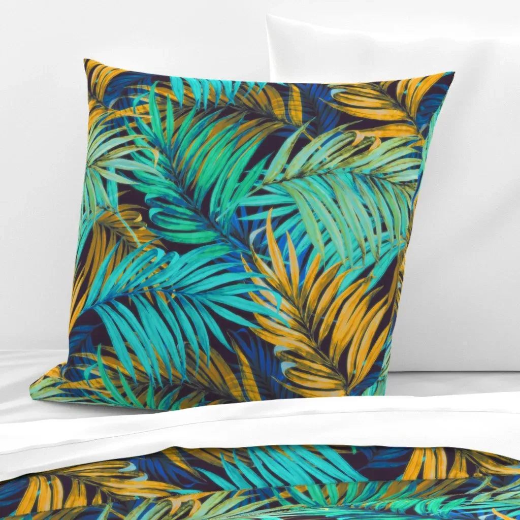 Palm Leaves Vintage Euro Pillow Sham - Teal product