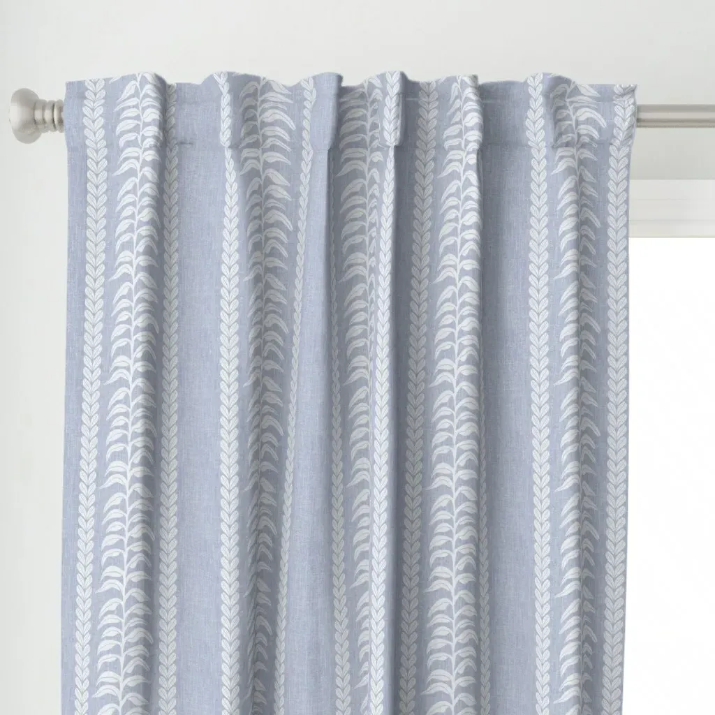 Palm Linen Stripe Curtain Panel - Light Blue alternate view