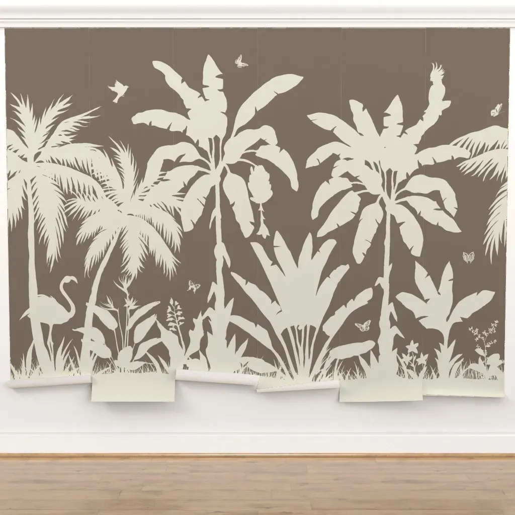 Palm Silhouette Peel and Stick Wall Mural - Brown, Cream product
