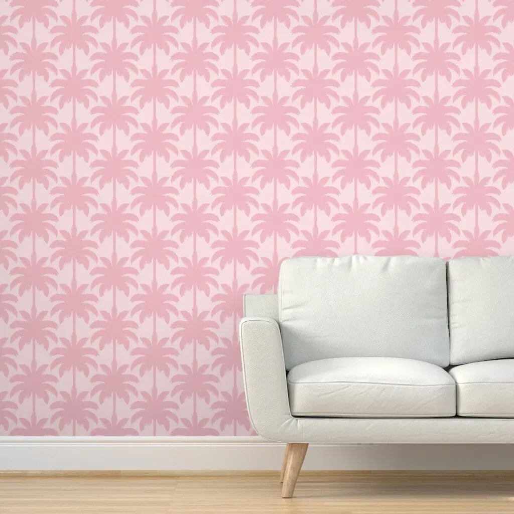 Palm Silhouette Peel and Stick Wallpaper - Pink product