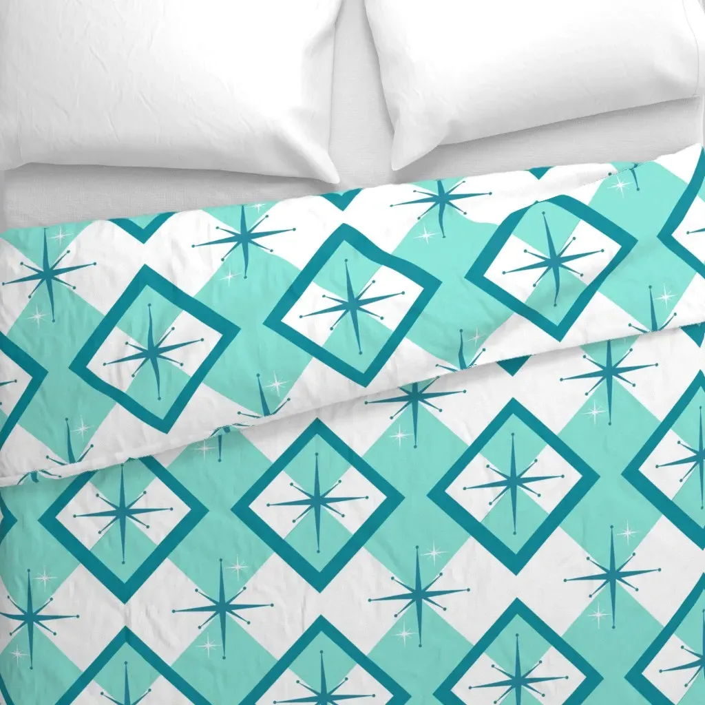 Palm Springs Atomic Oasis Duvet Cover - Teal alternate view