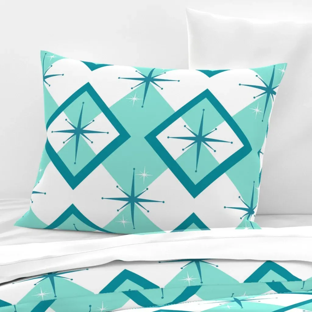 Palm Springs Atomic Oasis Standard Knife Edge Pillow - Teal, Cotton Sateen product