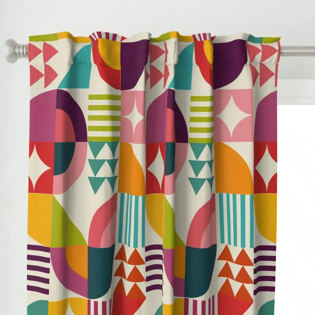 Palm Springs Bauhaus Curtain Panel - Red alternate view