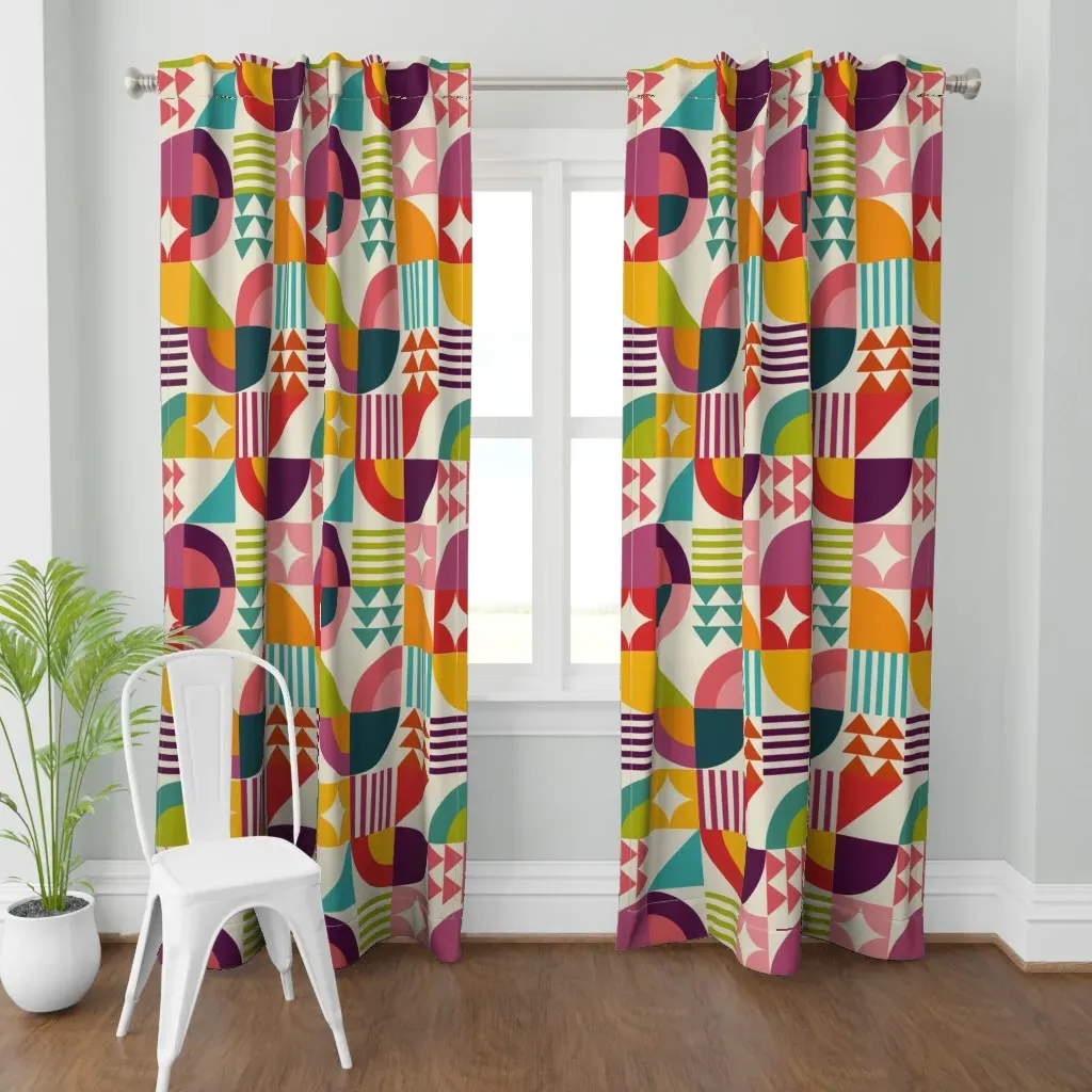 Palm Springs Bauhaus Curtain Panel - Red product