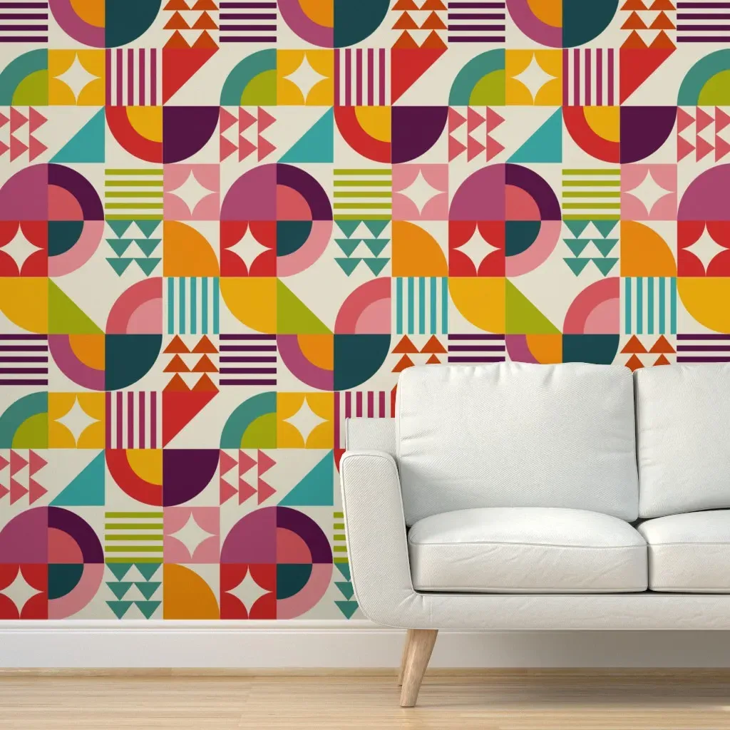 Palm Springs Bauhaus Peel and Stick Wallpaper - Red product