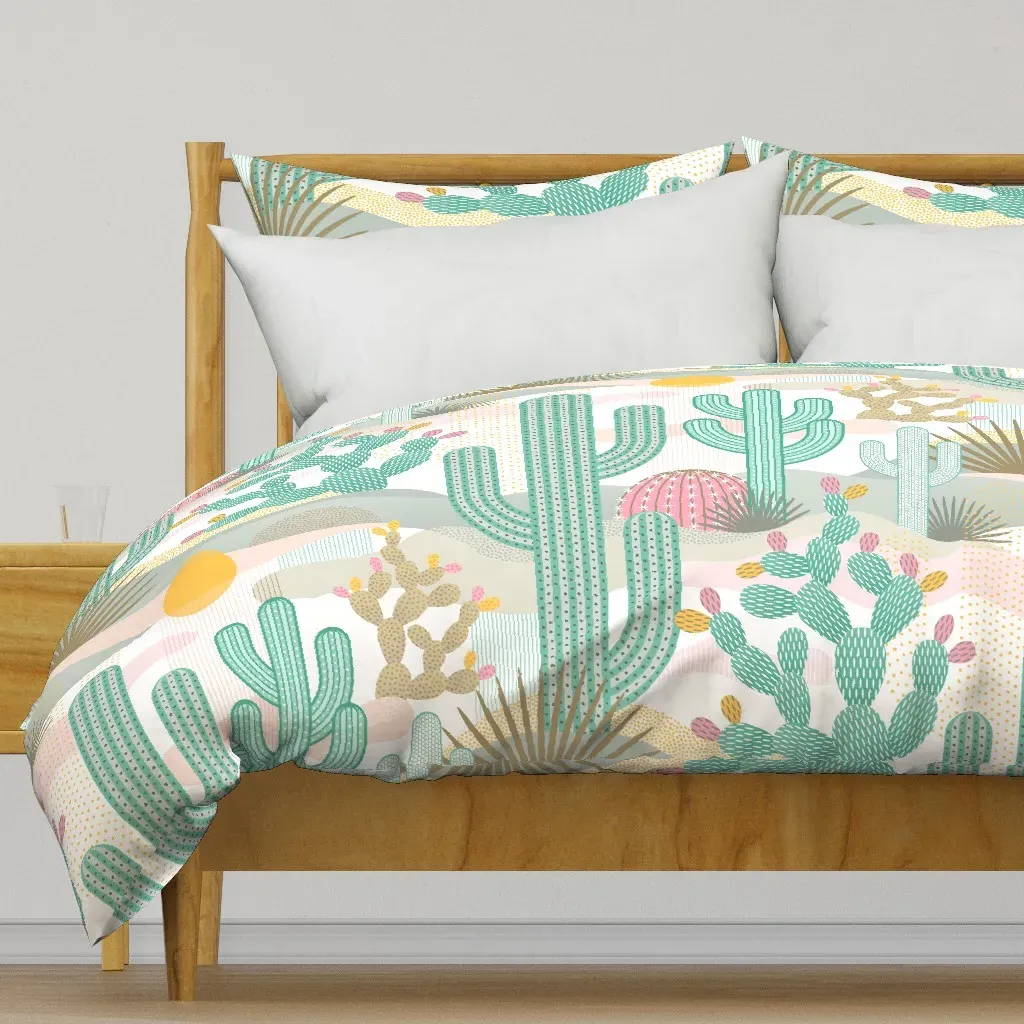 Palm Springs Cacti Bohemian Duvet Cover - Teal product