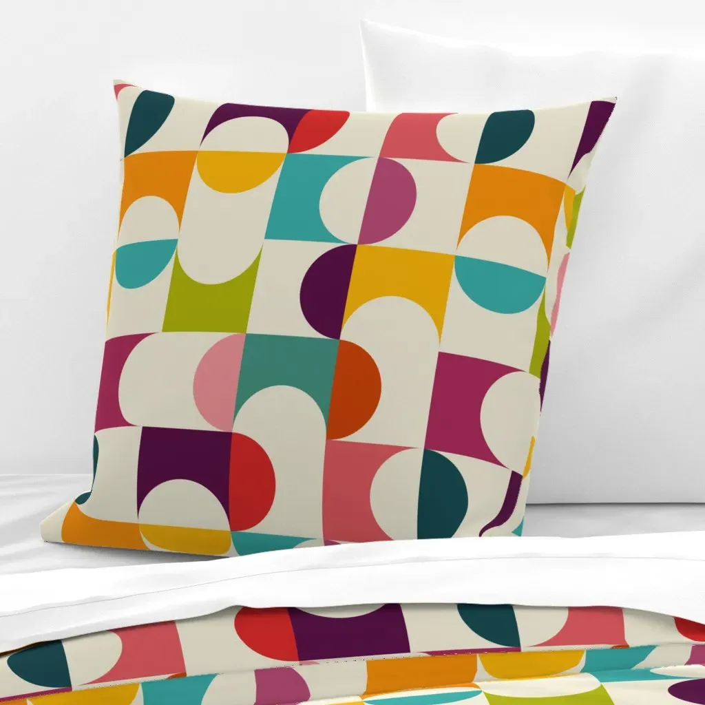 Palm Springs Geometric Pattern Euro Pillow Sham - Orange product