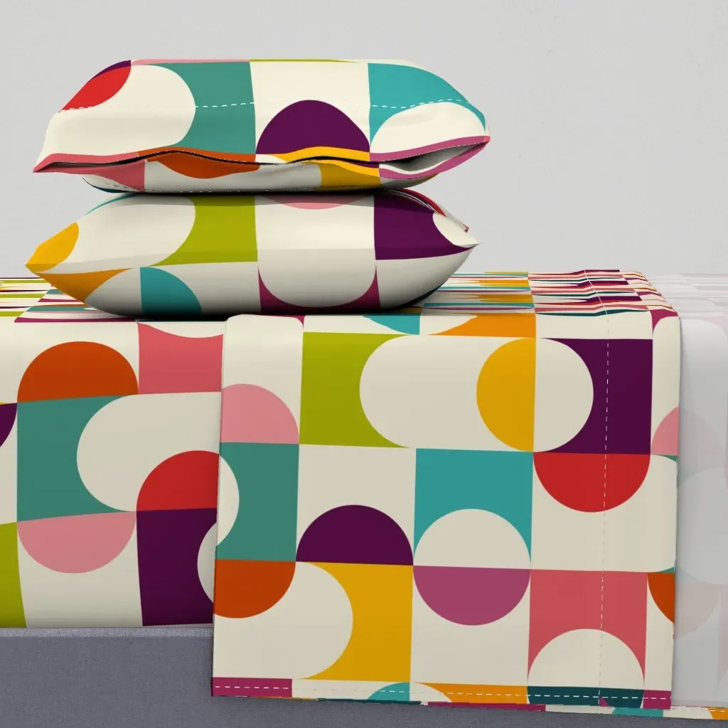 Palm Springs Geometric Pattern Twin XL Sheet Set - Orange product