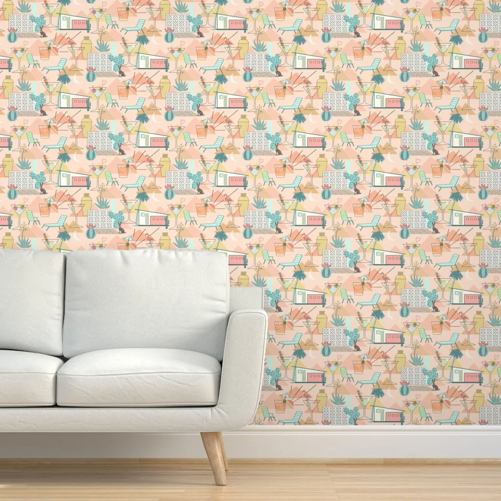Palm Springs Happy Hour Peel and Stick Wallpaper - Peach product