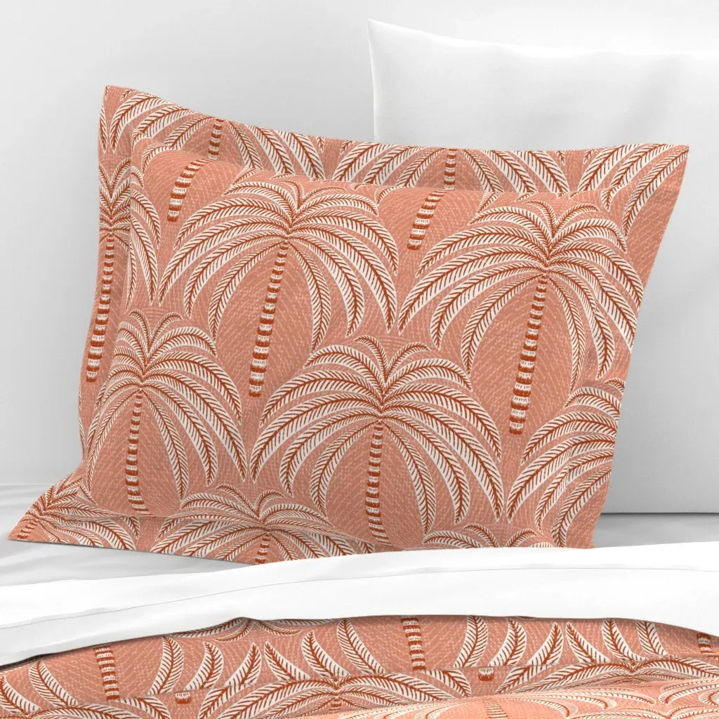 Palm Springs Palm Tree Standard Flanged Cushion - Terracotta, Cotton Sateen product