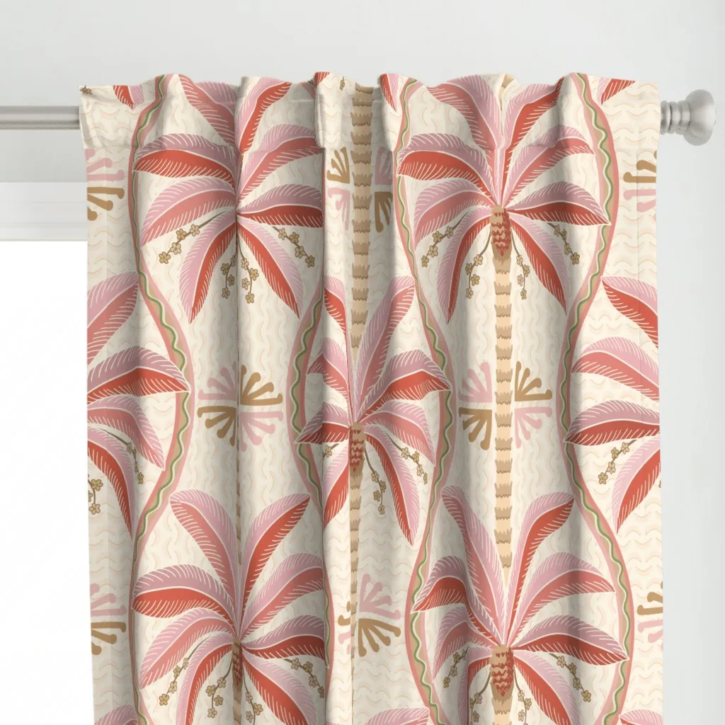 Palm Springs Palm Trees Curtain Panel - Coral alternate view