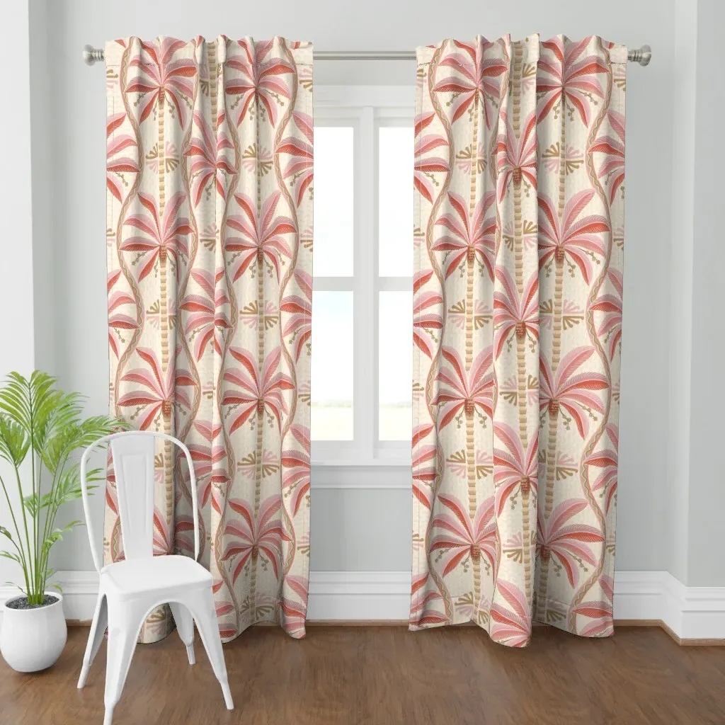 Palm Springs Palm Trees Curtain Panel - Coral product