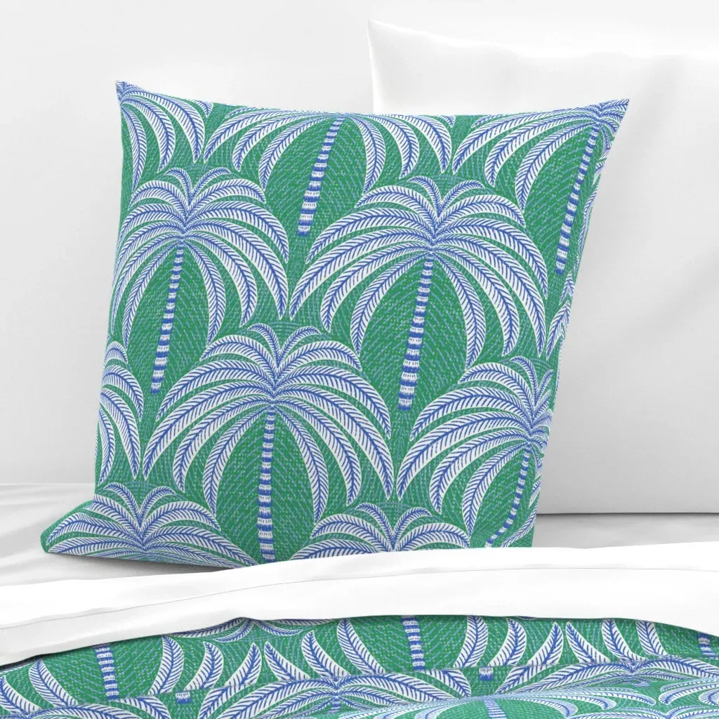 Palm Springs Palm Trees Euro Pillow Sham - Blue, Green product