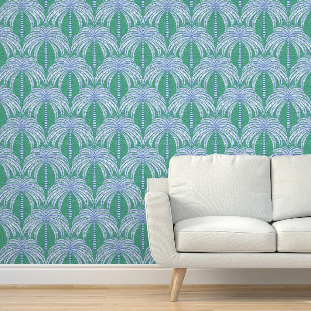 Palm Springs Palm Trees Peel and Stick Wallpaper - Blue, Green product