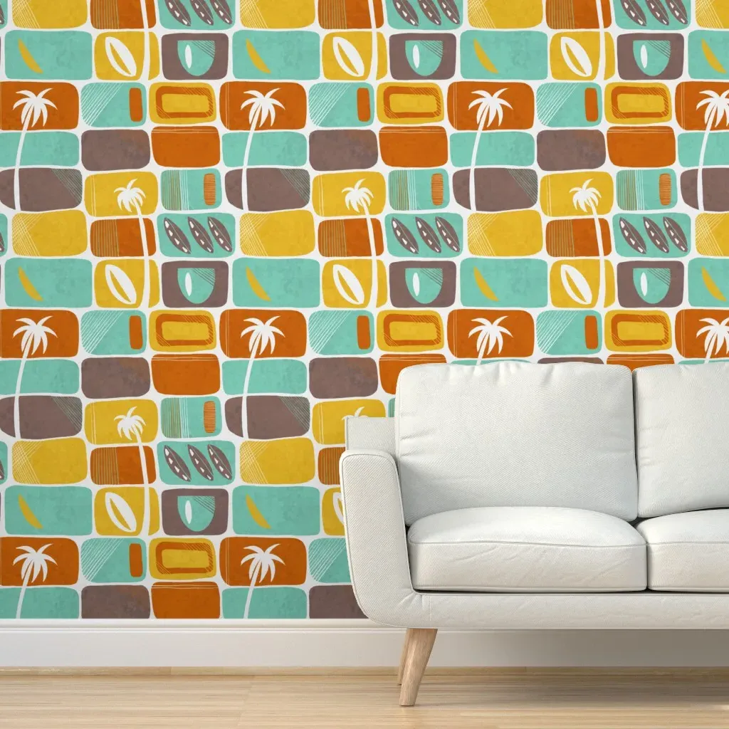 Palm Springs Peel and Stick Wallpaper - Blue, Orange product