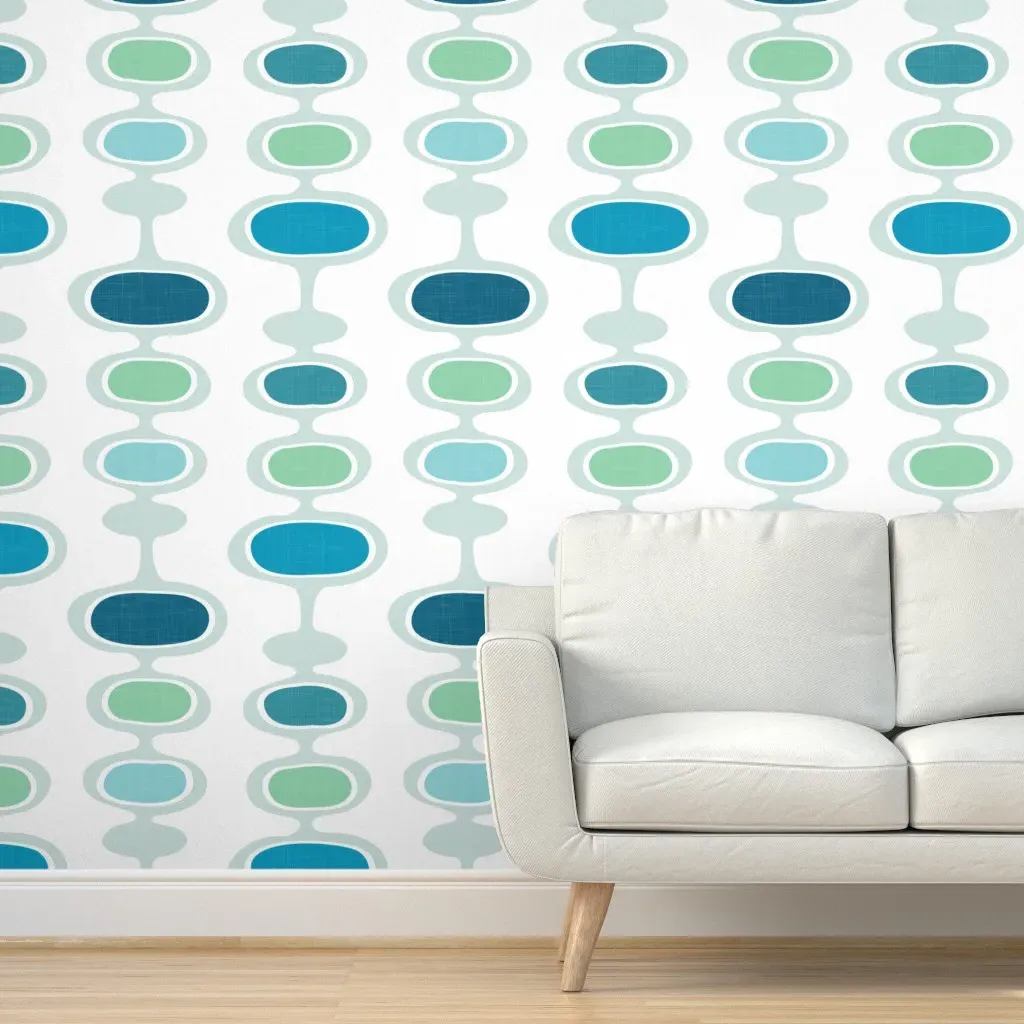 Palm Springs Retro Bubbles Peel and Stick Wallpaper - Teal product