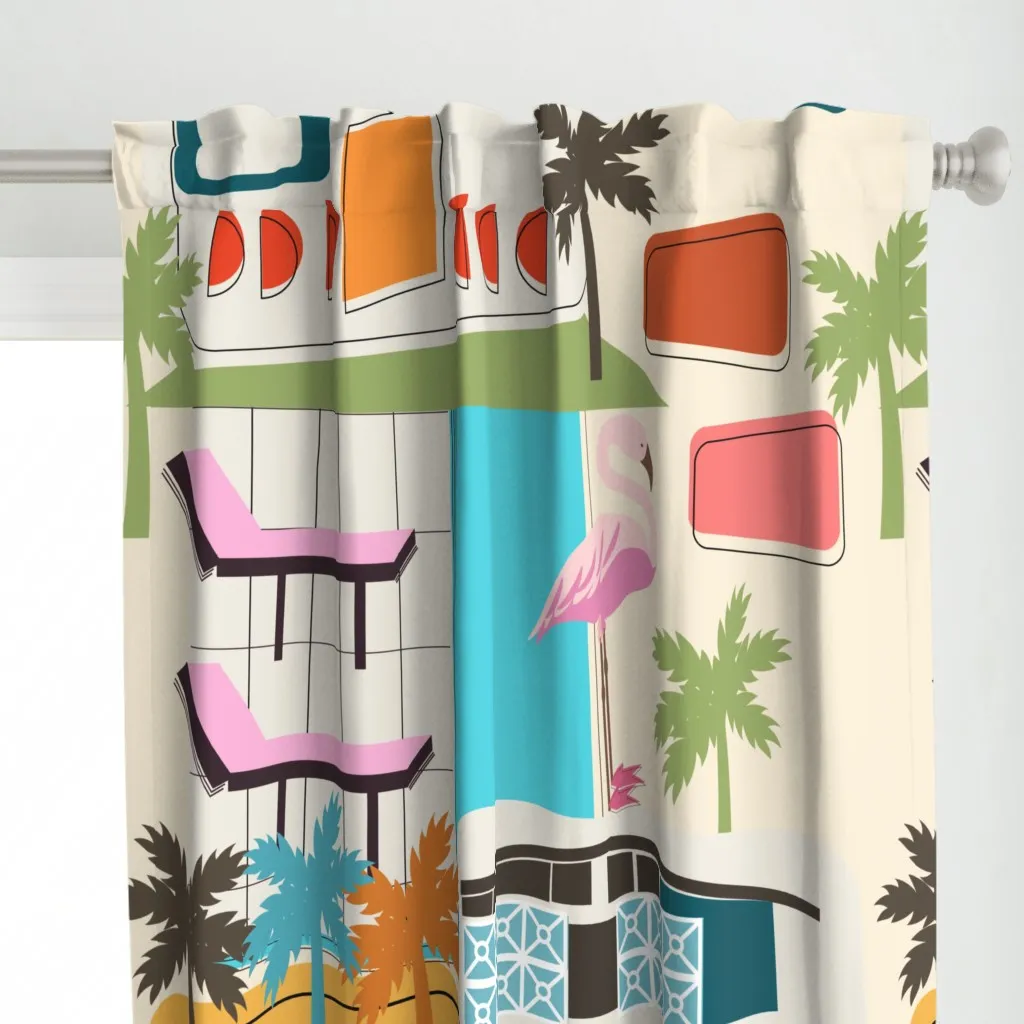 Palm Springs Retro Oasis Curtain Panel - Pink alternate view