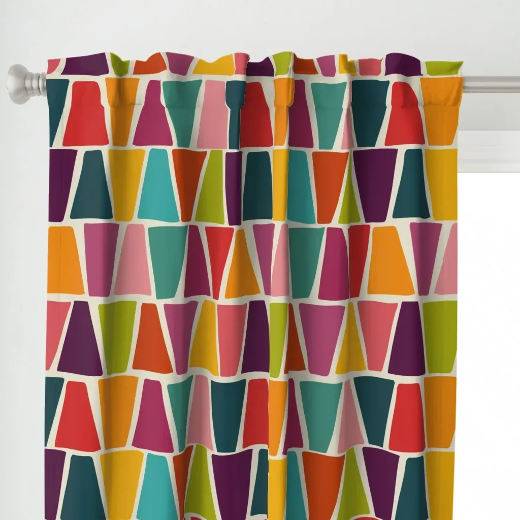Palm Springs Trapezoids Curtain Panel - Orange alternate view