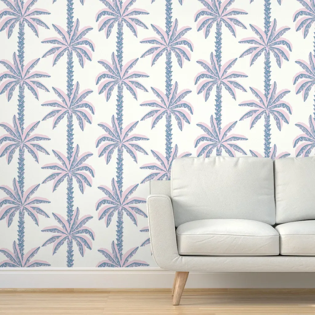 Palm Springs Tropical Stripe Peel and Stick Wallpaper - Blue, Pink product