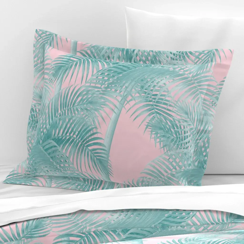 Palm Springs Wide Cotton Sateen Standard Flanged Pillowcase - Teal product