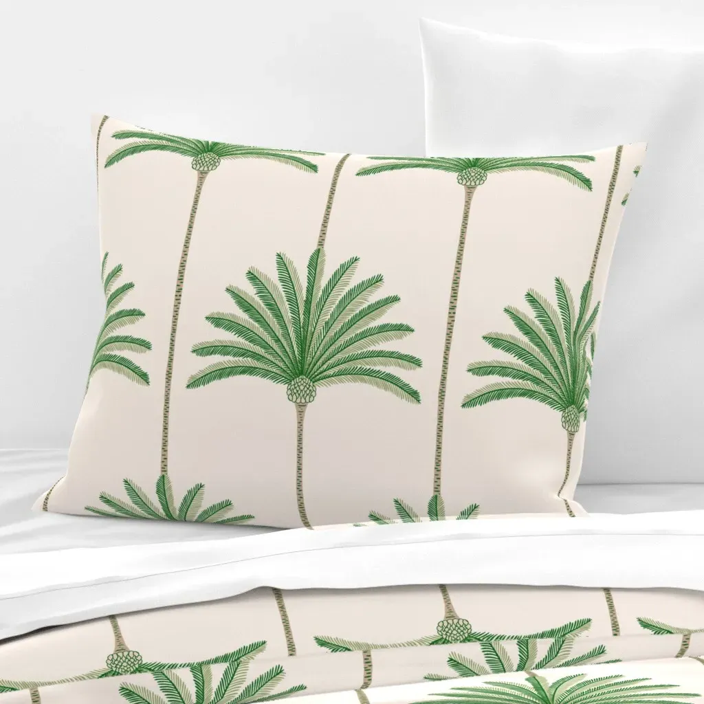 Palm Stripe Standard Knife Edge Cushion Cover - Green, Cotton Sateen product