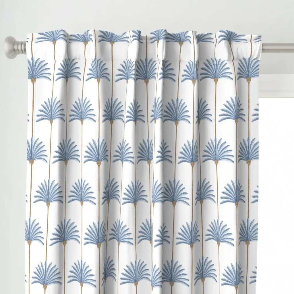 Palm Stripes Curtain Panel - Dusty Blue alternate view