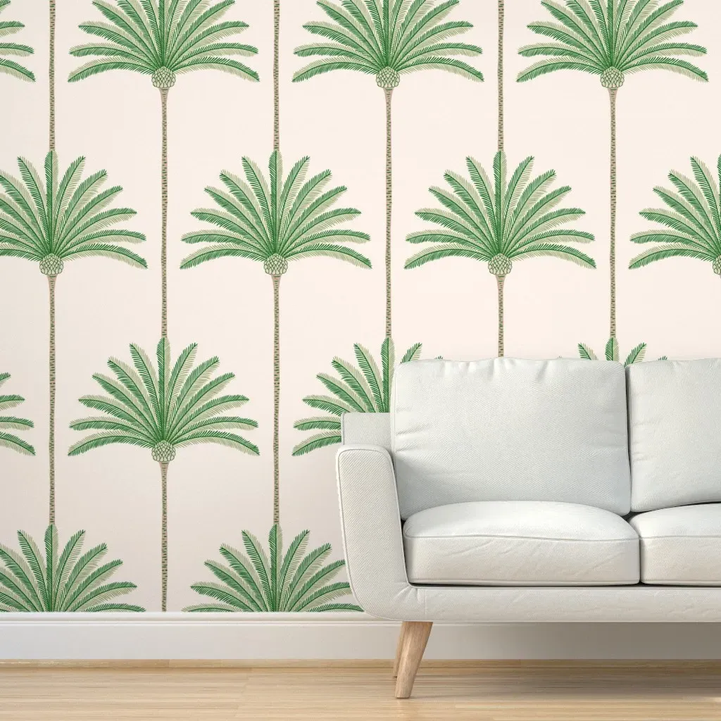 Palm Stripes Peel and Stick Wallpaper - Green, Tan product