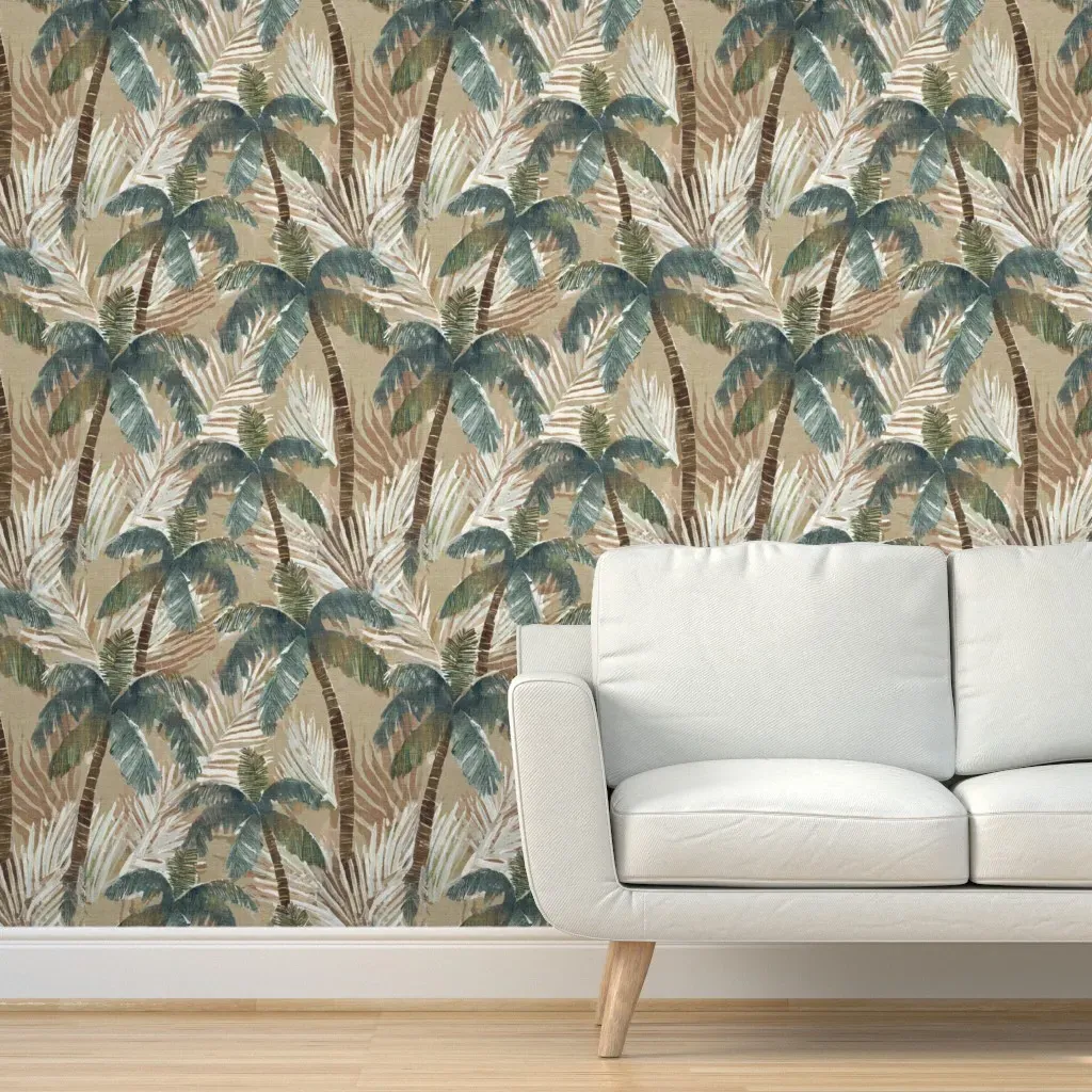 Palm Tree Abstract Peel and Stick Wallpaper - Caramel product