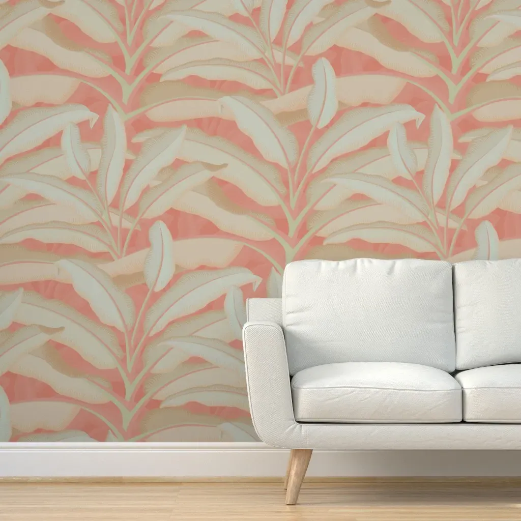 Palm Tree Jungle Peel and Stick Wallpaper - Dusty Rose product