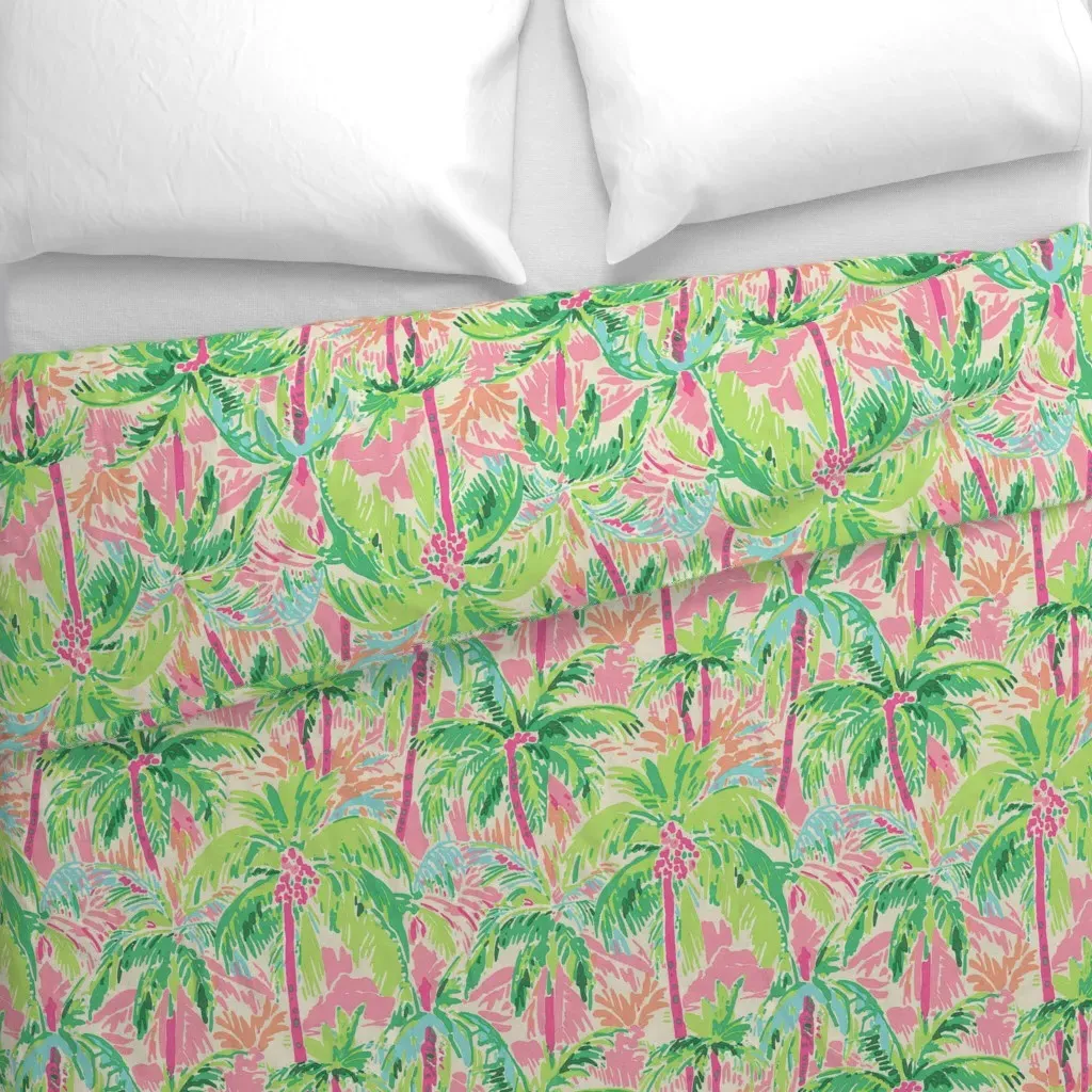 Palm Tree Pattern Coastal Duvet Cover - Green alternate view