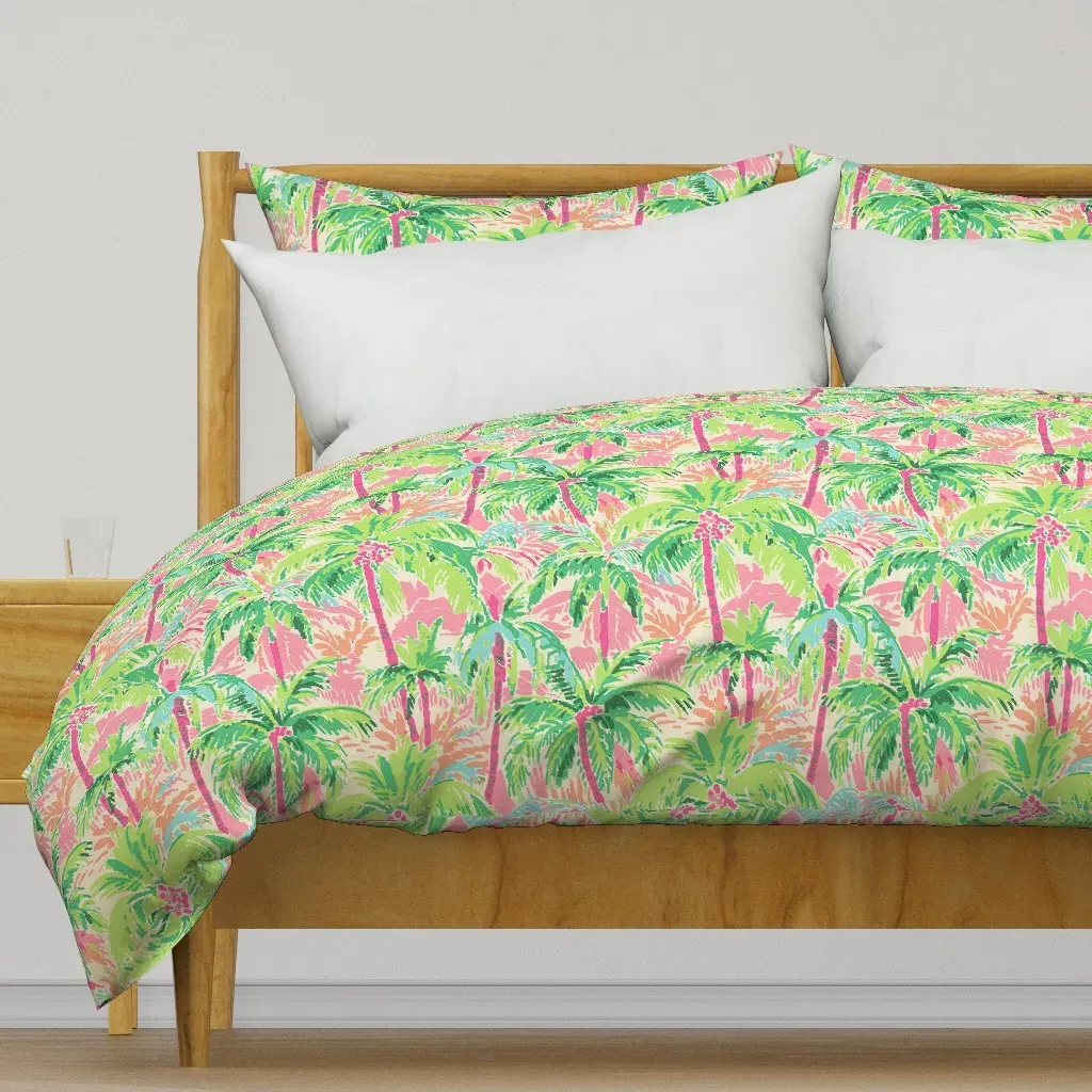 Palm Tree Pattern Coastal Duvet Cover - Green product