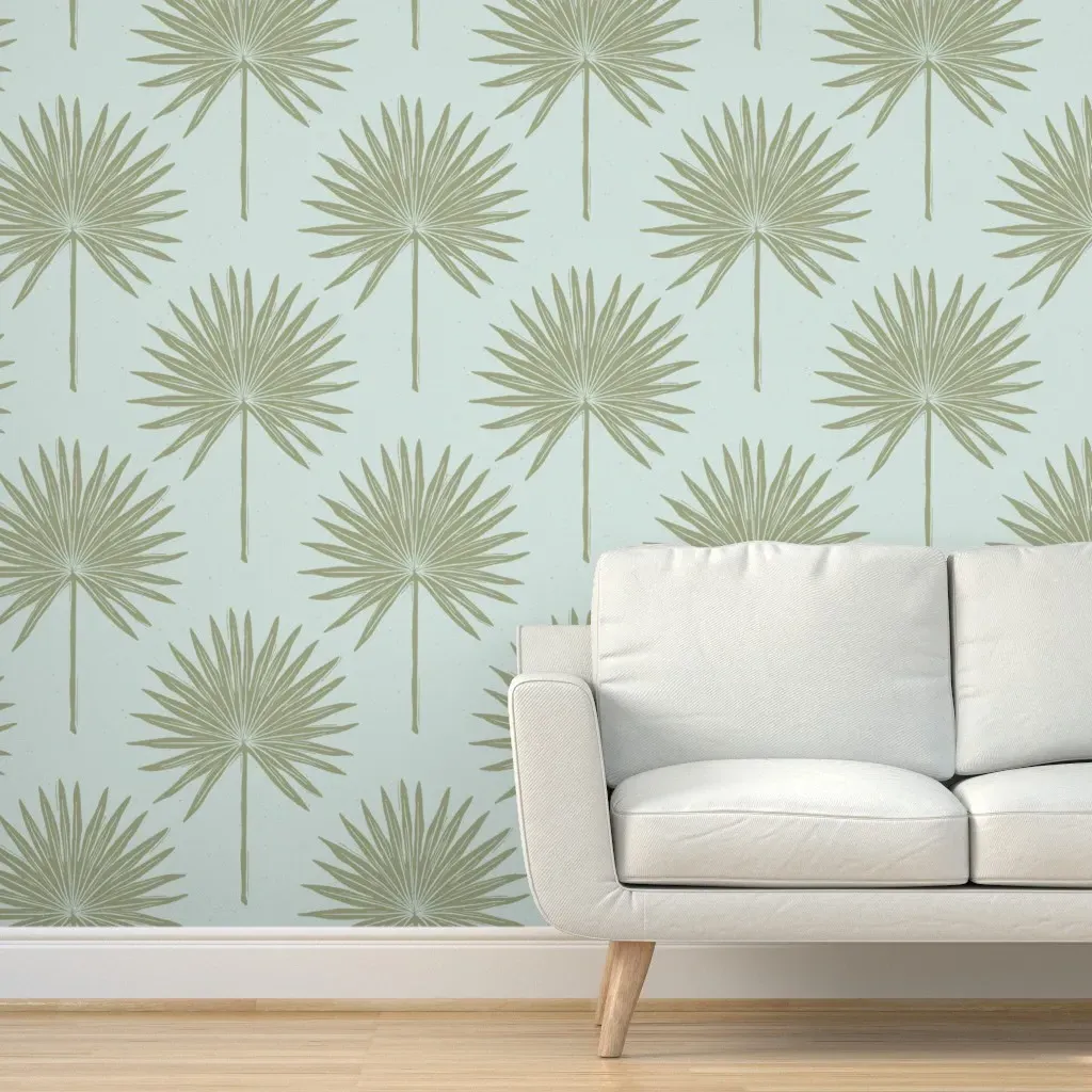 Palmetto Leaves Peel and Stick Wallpaper - Sage Green product