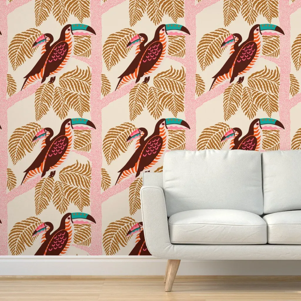 Paloma Toucan Peel and Stick Wallpaper Removable - Pink product