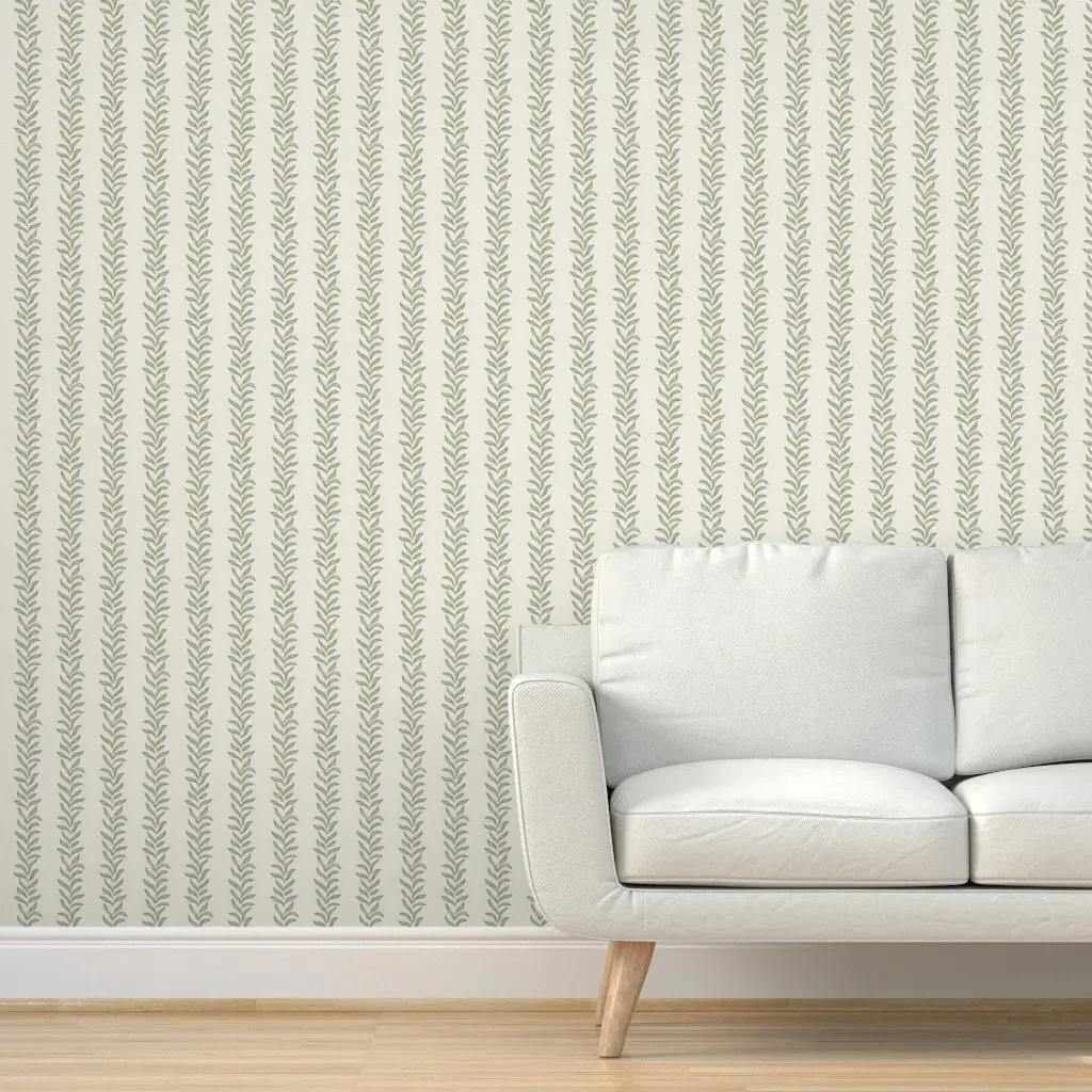Paloma Vine Stripe Peel and Stick Wallpaper - Sage Green product