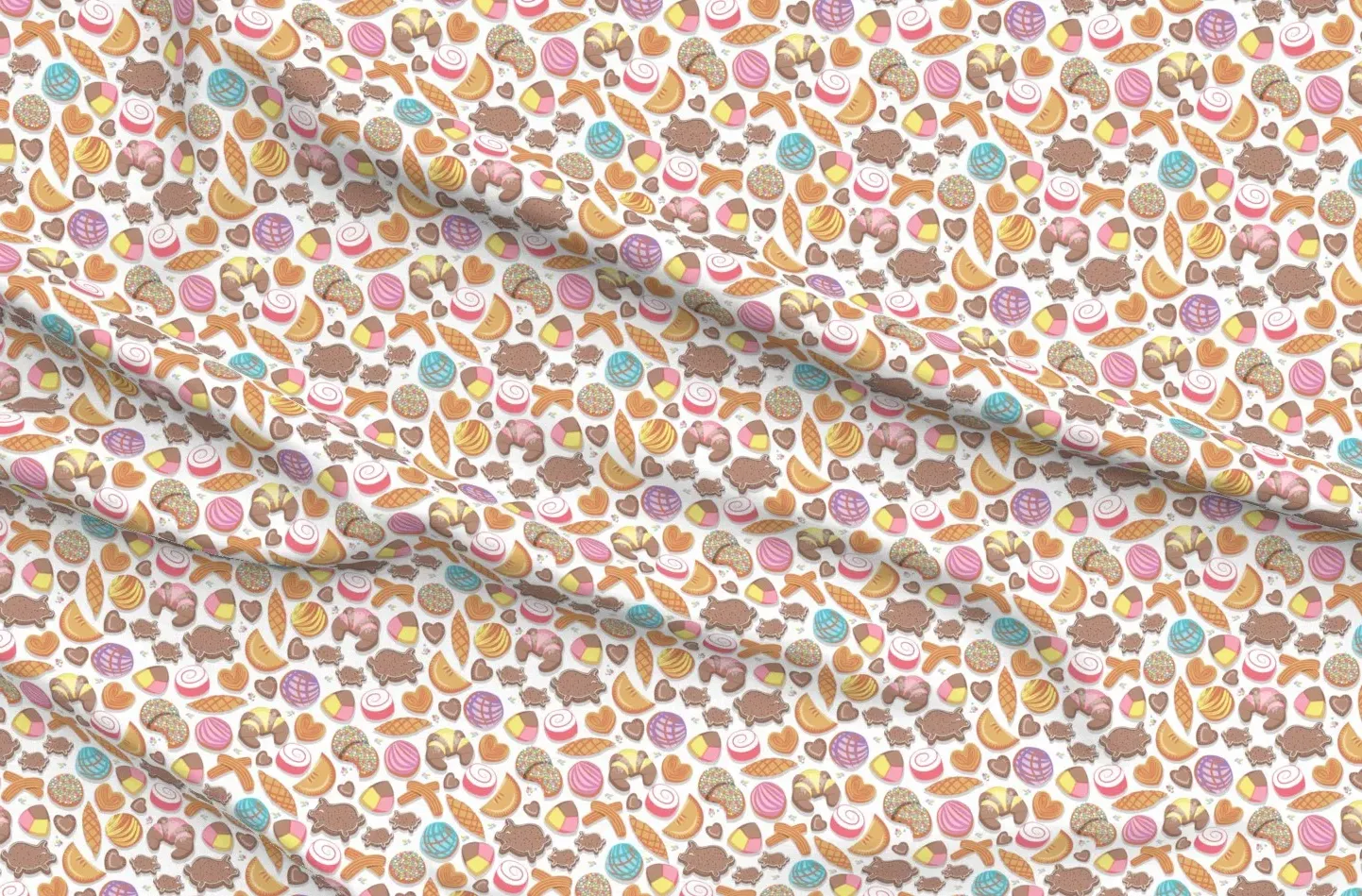 Pan Dulce Small Scale Pique Fabric by the Yard - White, Pastel product