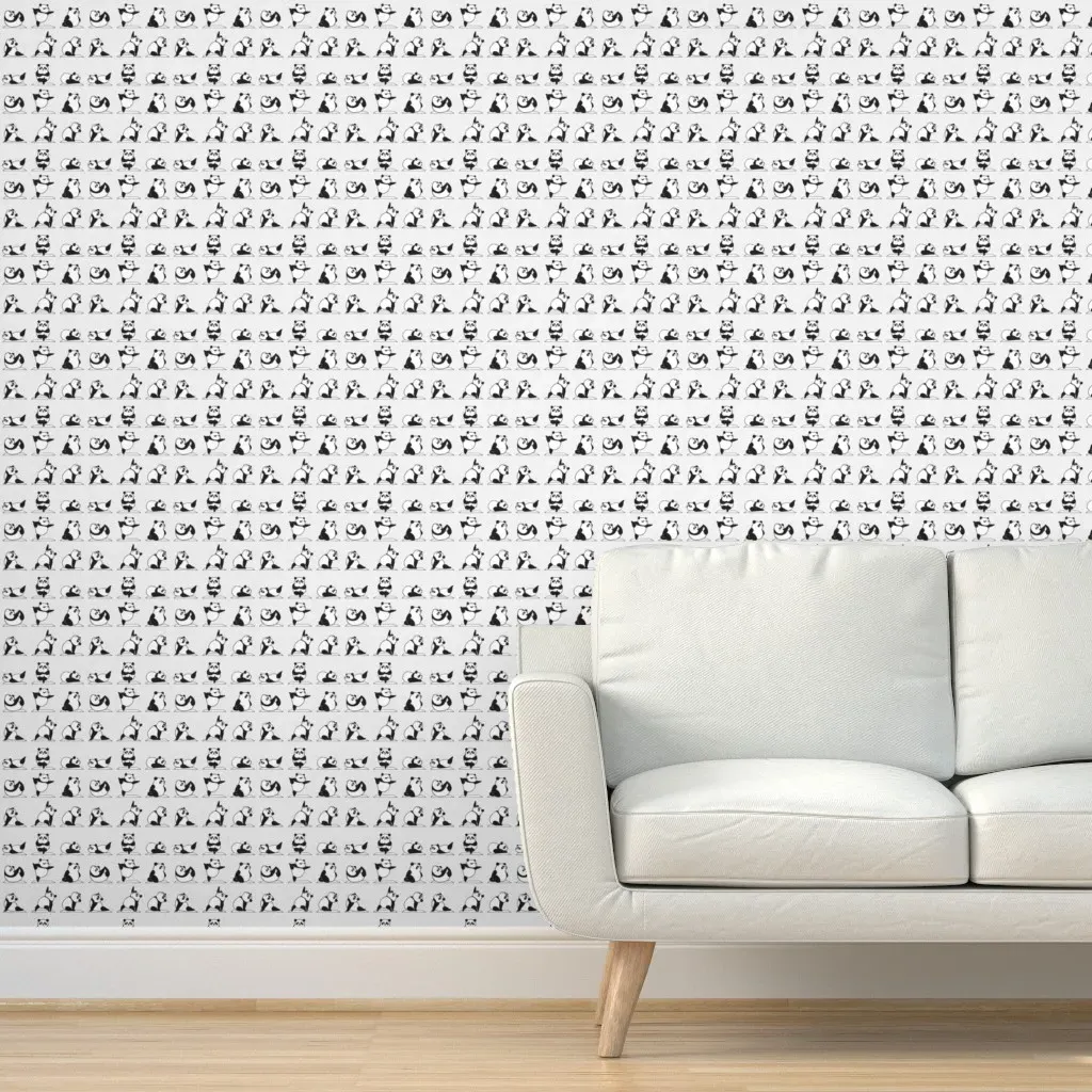 Panda Yoga Peel and Stick Wallpaper - Black product