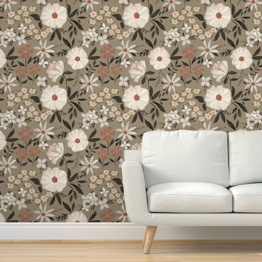 Paper Cut Flower Garden Peel and Stick Wallpaper - Off-White product